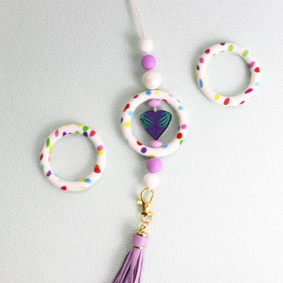 Le perle sicure MOQ BASSO del silicone di 100% hanno stampato i focals del giunto circolare del modello per DIY elabora la fabbricazione della catena chiave