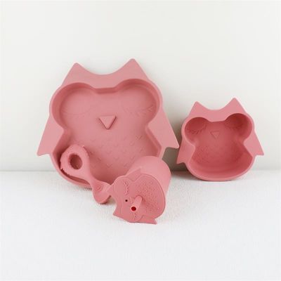 Copertura di paglia in silicone in 3D Design leggero set di stoviglie in silicone per bambini