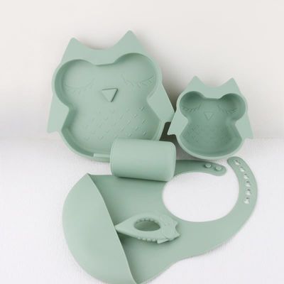 Copertura di paglia in silicone in 3D Design leggero set di stoviglie in silicone per bambini