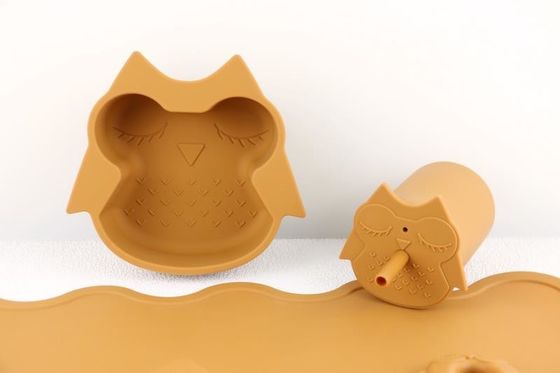 Copertura di paglia in silicone in 3D Design leggero set di stoviglie in silicone per bambini