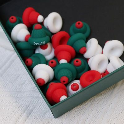 Perline di silicone O Ring Sicure e non tossiche Cappello di Natale in silicone 3D Perline per bambini bambini penne a perline fai da te