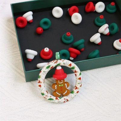 Perline di silicone O Ring Sicure e non tossiche Cappello di Natale in silicone 3D Perline per bambini bambini penne a perline fai da te