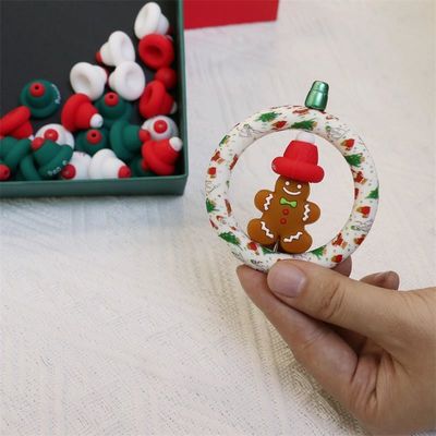 Perline di silicone O Ring Sicure e non tossiche Cappello di Natale in silicone 3D Perline per bambini bambini penne a perline fai da te