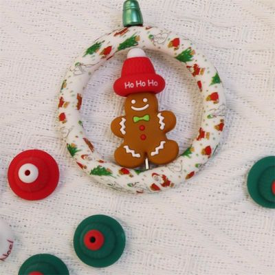 Perline di silicone O Ring Sicure e non tossiche Cappello di Natale in silicone 3D Perline per bambini bambini penne a perline fai da te