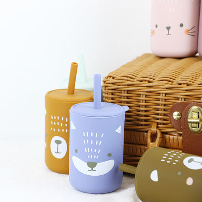 Alta flessibilità di stampa animali Silicone bambini tazza con cannuccio - Capacità 200ml - Ideale per bere
