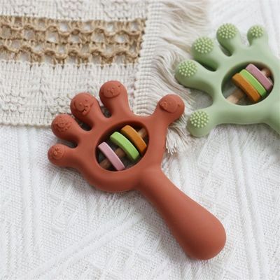 Soft Baby Silicone Teething Rattle Palm hand shape Toys: Senza BPA, non tossico, masticabile