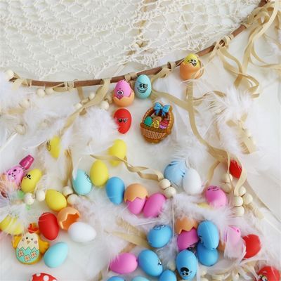 Perline per denti in silicone con disegno di stampa personalizzato Uova di Pasqua in silicone 3D con focali a conchiglia