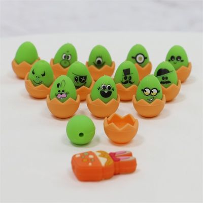 Concentrati di Pasqua personalizzati Silicone tutte le perline non tossiche Silicone stampato Uova di Pasqua Perline per la fabbricazione di portachiavi