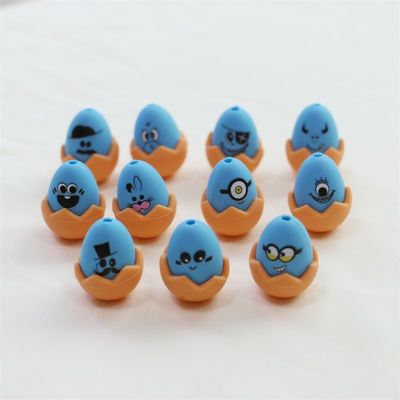 Concentrati di Pasqua personalizzati Silicone tutte le perline non tossiche Silicone stampato Uova di Pasqua Perline per la fabbricazione di portachiavi