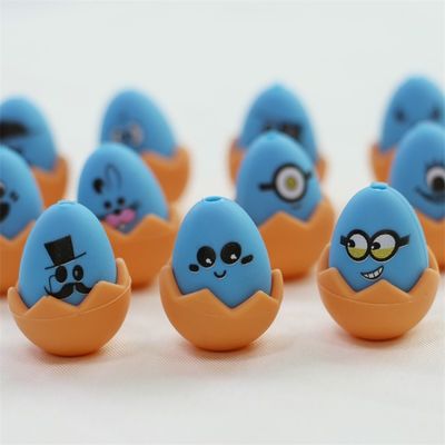Concentrati di Pasqua personalizzati Silicone tutte le perline non tossiche Silicone stampato Uova di Pasqua Perline per la fabbricazione di portachiavi