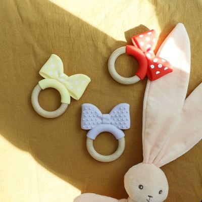 Anello dentale in silicone di grado alimentare congelabile per ulteriore sollievo giocattolo didattico bambino silicone frutta dentino