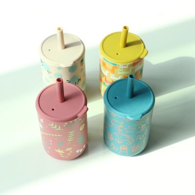 Tazza da bere in silicone con paglia Per l' addestramento dei bambini BPA gratuito Tazze da bere in silicone di qualità alimentare