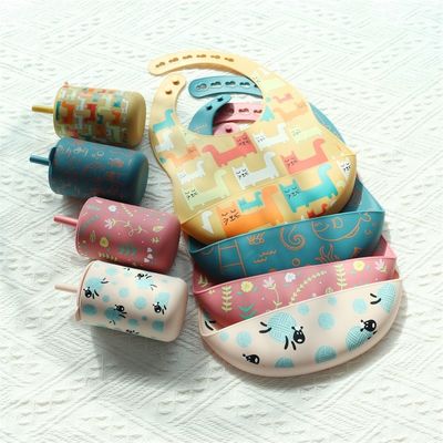 Coppa per bambini in silicone resistente alla temperatura, stampa personalizzabile, logo per bambini, coppa da bere in silicone