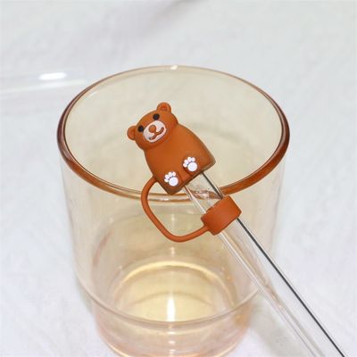Copri di paglia in silicone personalizzati da 10 mm con disegni animati 3D di animali