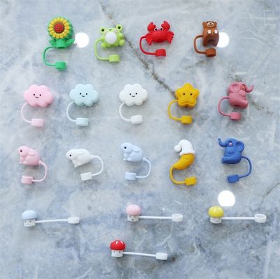 Copri di paglia in silicone personalizzati da 10 mm con disegni animati 3D di animali