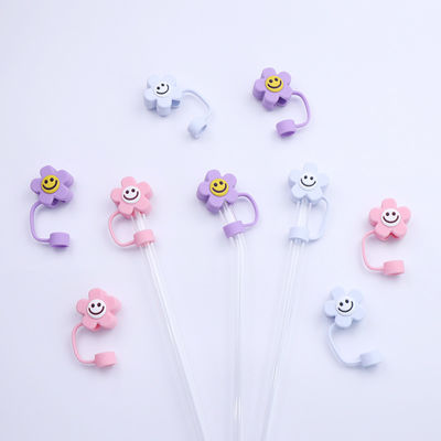 3D Flower Design Topo di paglia in silicone 100% Bpa Free Non tossico Topper in silicone sicuro per paglie da tazza