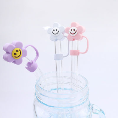 3D Flower Design Topo di paglia in silicone 100% Bpa Free Non tossico Topper in silicone sicuro per paglie da tazza