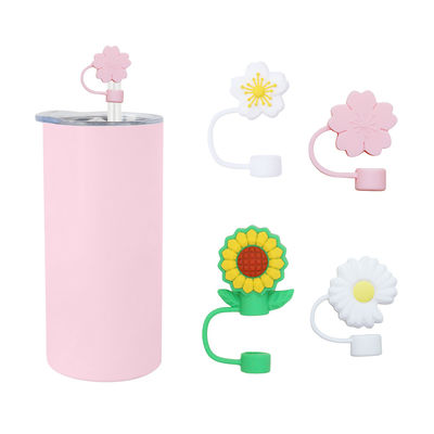 3D Flower Design Topo di paglia in silicone 100% Bpa Free Non tossico Topper in silicone sicuro per paglie da tazza