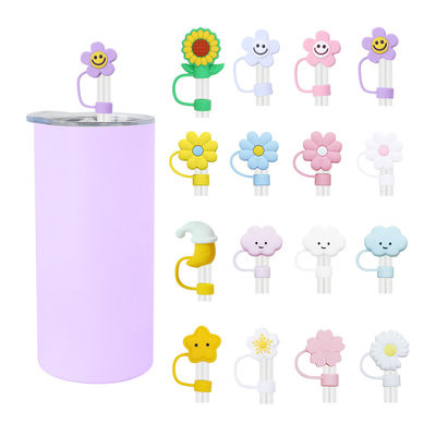 3D Flower Design Topo di paglia in silicone 100% Bpa Free Non tossico Topper in silicone sicuro per paglie da tazza