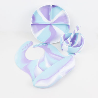 Set da tavolo in silicone a colori multipli Piatto per bambini Set da cena per bambini Set da cibo in silicone
