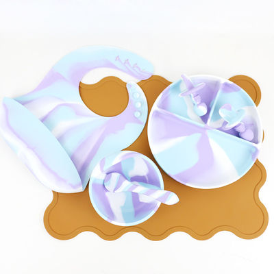 Set da tavolo in silicone a colori multipli Piatto per bambini Set da cena per bambini Set da cibo in silicone