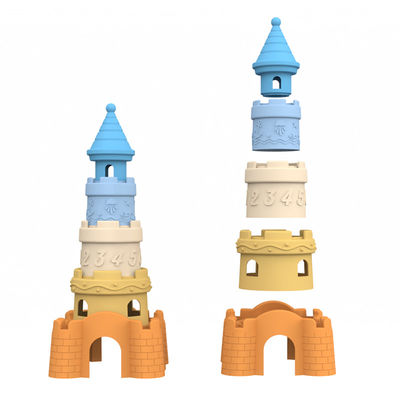 BSCI fabbrica personalizzata silicone giocattoli di accumulo bambino educazionale bambini costruzione torre stacker giocattoli di silicone