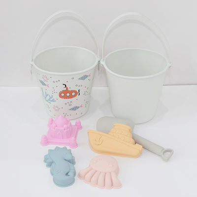 BSCI fabbrica all'ingrosso personalizzato EN71 testato stampa di trasferimento di calore silicone bianco chiaro Baby Toys kit sabbia giocattoli da spiaggia set per bambini