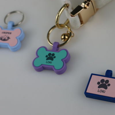 Etichette silenziose per cani in silicone senza BPA Etichette in collo per cani in silicone colorate in vendita Etichette uniche di identificazione per cani in silicone accessori