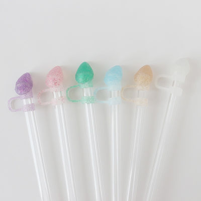 NUOVO ARRIVATO Disegni di scintillio di diamanti di cuore Copertina di paglia Topper 3D 10mm Topper di paglia Cappelli per cioccolatini tazze bicchieri