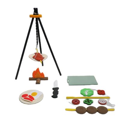 Logo personalizzato 19 PC Silicone Fingere BBQ Grill Gioco cucina cucina giocattolo Mini Chef Barbecue Role Playing Set Bambini Cucina Giocattoli Regalo