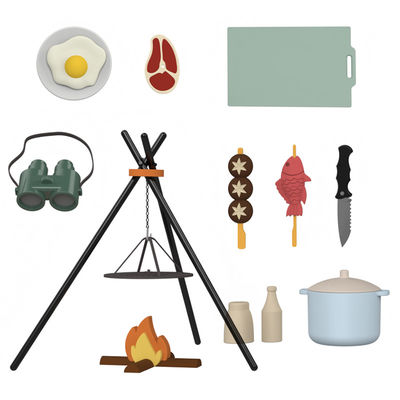 Logo personalizzato 19 PC Silicone Fingere BBQ Grill Gioco cucina cucina giocattolo Mini Chef Barbecue Role Playing Set Bambini Cucina Giocattoli Regalo