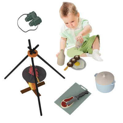 Logo personalizzato 19 PC Silicone Fingere BBQ Grill Gioco cucina cucina giocattolo Mini Chef Barbecue Role Playing Set Bambini Cucina Giocattoli Regalo