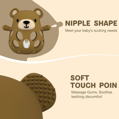 PAISEN Guanto da dentiere da orso Unisex Doni per neonati personalizzati senza BPA Carini giocattoli da dentiere in silicone a forma di animale Dolci dentiere per bambini