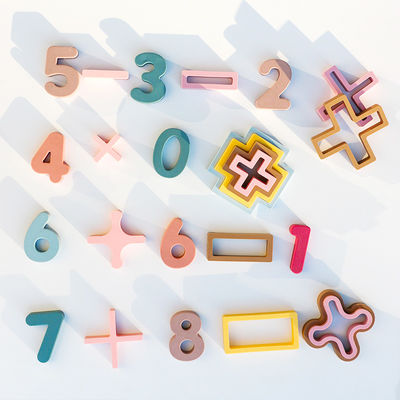 Giocattoli di silicone personalizzati OEM ODM personalizzati per bambini stampati con numero laser piccolo tabellone 10pcs pacchetto per bambini set di giocattoli educativi