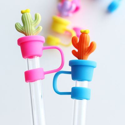 Tappi di paglia di cactus protettore accessori da bere e design pratico riutilizzabile Cute silicone coperture di paglia suggerimenti protettori