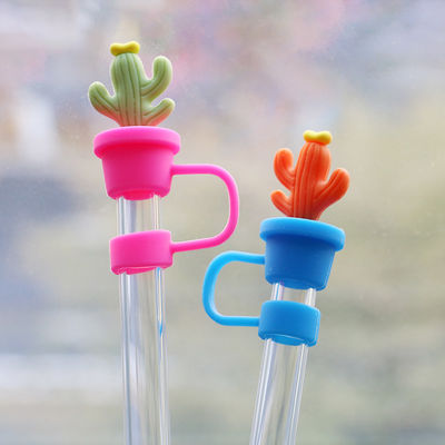 Tappi di paglia di cactus protettore accessori da bere e design pratico riutilizzabile Cute silicone coperture di paglia suggerimenti protettori
