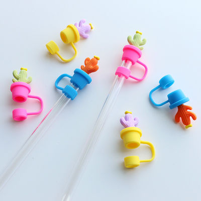 Tappi di paglia di cactus protettore accessori da bere e design pratico riutilizzabile Cute silicone coperture di paglia suggerimenti protettori