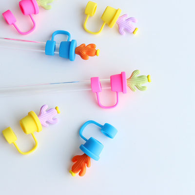 Tappi di paglia di cactus protettore accessori da bere e design pratico riutilizzabile Cute silicone coperture di paglia suggerimenti protettori