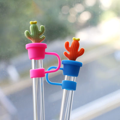 Tappi di paglia di cactus protettore accessori da bere e design pratico riutilizzabile Cute silicone coperture di paglia suggerimenti protettori