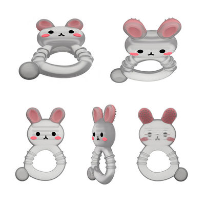 2025 fabbrica coniglio design carino trasparente sensoriale gelato congelabile silicone bambino acqua riempito dentiere