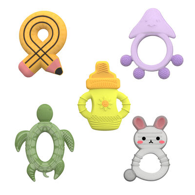 2025 fabbrica coniglio design carino trasparente sensoriale gelato congelabile silicone bambino acqua riempito dentiere