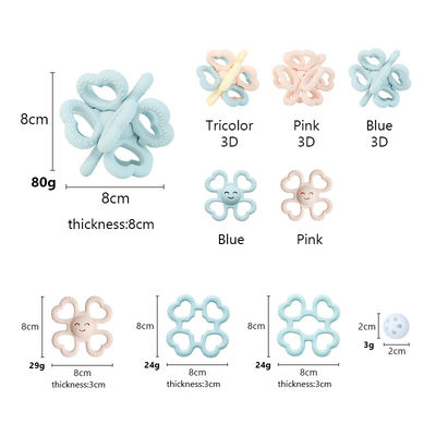 2025 Nuovo anello in silicone personalizzato Soft 3D Kids Baby Rattle Toy BPA-Free Food Grade Teething Toys Tremendo Soft Toy Teethers