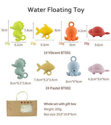 Personalizzazione popolare Silicone Oceano Animali Polpo Pesce Tartaruga Cavallo di mare Bambini Bambini Bagno Giocattoli Set regalo Spray Acqua Squishy