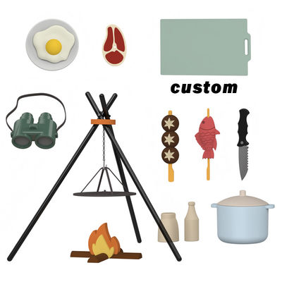 Logo personalizzato 19-PC Silicone Mini Chef Barbecue Role Playing Kitchen Cook Toy Set Fingere Picnic Play Cucina Giocattoli Regalo Bambino Giocattoli