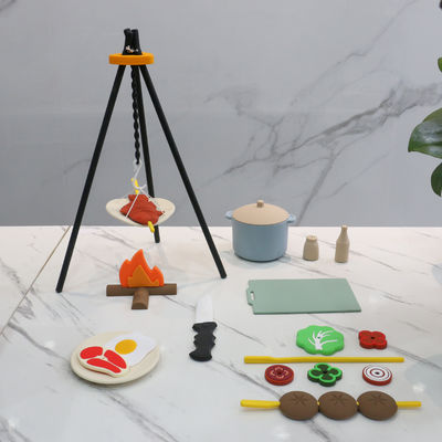 Logo personalizzato 19-PC Silicone Mini Chef Barbecue Role Playing Kitchen Cook Toy Set Fingere Picnic Play Cucina Giocattoli Regalo Bambino Giocattoli