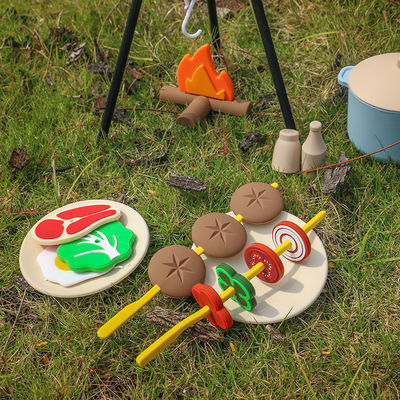 Logo personalizzato 19-PC Silicone Mini Chef Barbecue Role Playing Kitchen Cook Toy Set Fingere Picnic Play Cucina Giocattoli Regalo Bambino Giocattoli