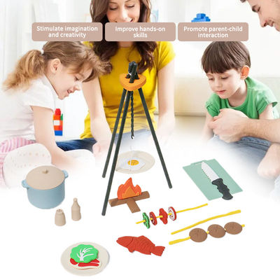 Logo personalizzato 19-PC Silicone Mini Chef Barbecue Role Playing Kitchen Cook Toy Set Fingere Picnic Play Cucina Giocattoli Regalo Bambino Giocattoli