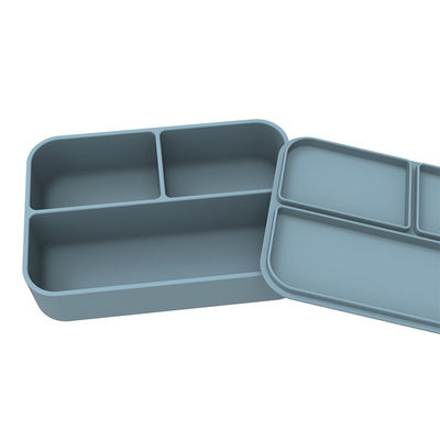 Personalizza il logo Portable Food Grade Silicone Contenitore per alimenti rettangolare Bento Box con coperchio 3 reticolo