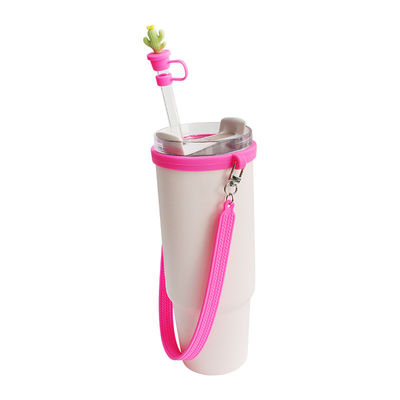 Accessori personalizzati per bottiglie di silicone per le tazze di bottiglie regalo di 4 tamponi di paglia di silicone e cintura di silicone
