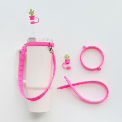 Accessori personalizzati per bottiglie di silicone per le tazze di bottiglie regalo di 4 tamponi di paglia di silicone e cintura di silicone